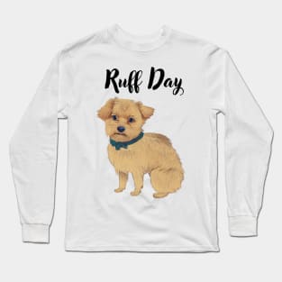 Funny Adorable Cream Norfolk Terrier Dog Having A Rough Day Long Sleeve T-Shirt